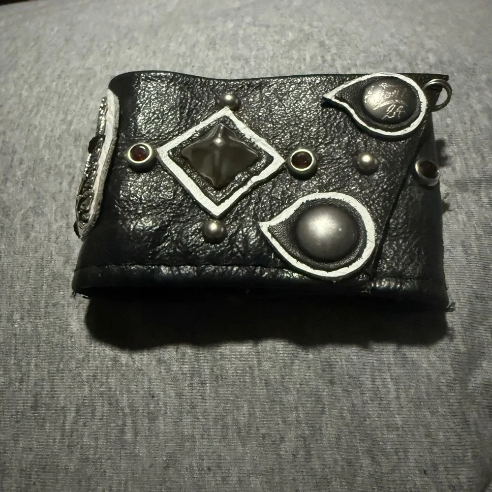Black Leather Bracelet with Silver Accents